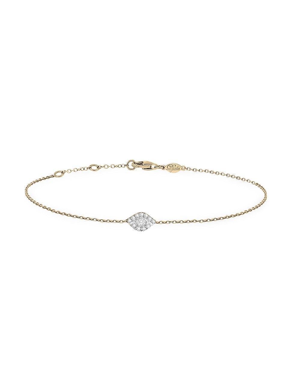 Womens Magic Touch 18K Yellow Gold & Diamond Eye Chain Bracelet Product Image