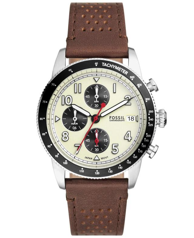 Fossil Mens Sport Tourer Brown Leather Chronograph Watch Product Image