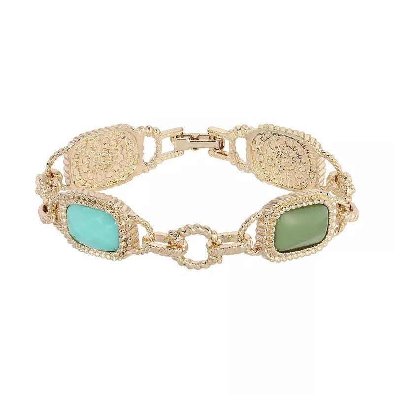 1928 Gold Tone Multi-Color Link Clasp Bracelet, Womens Product Image