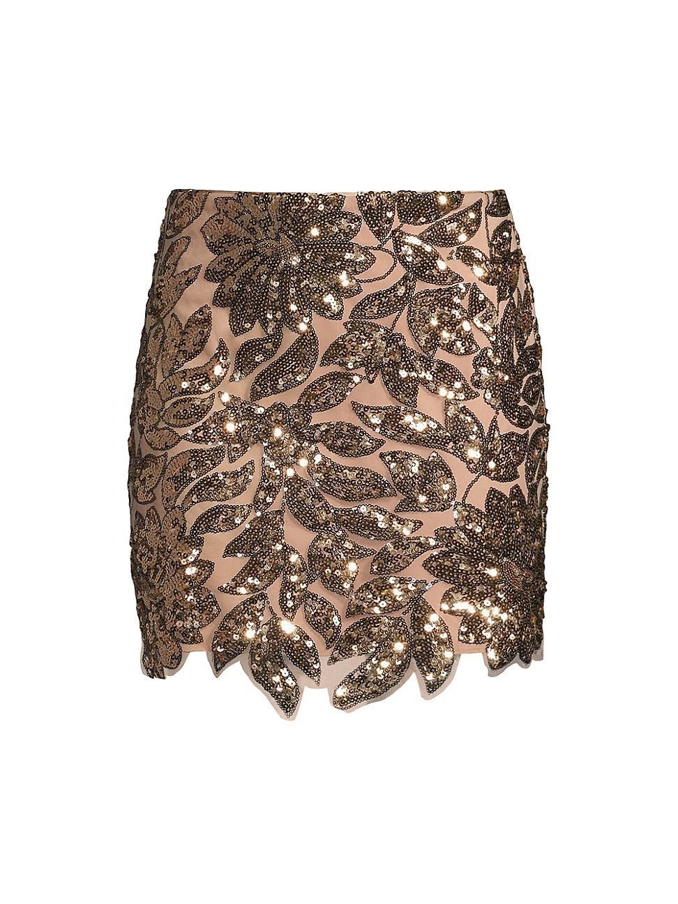 Womens Kristina Sequin Leaf Miniskirt Product Image