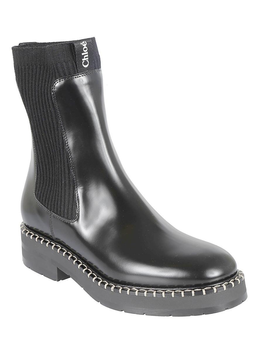 Black Leather Boots In Grey Product Image