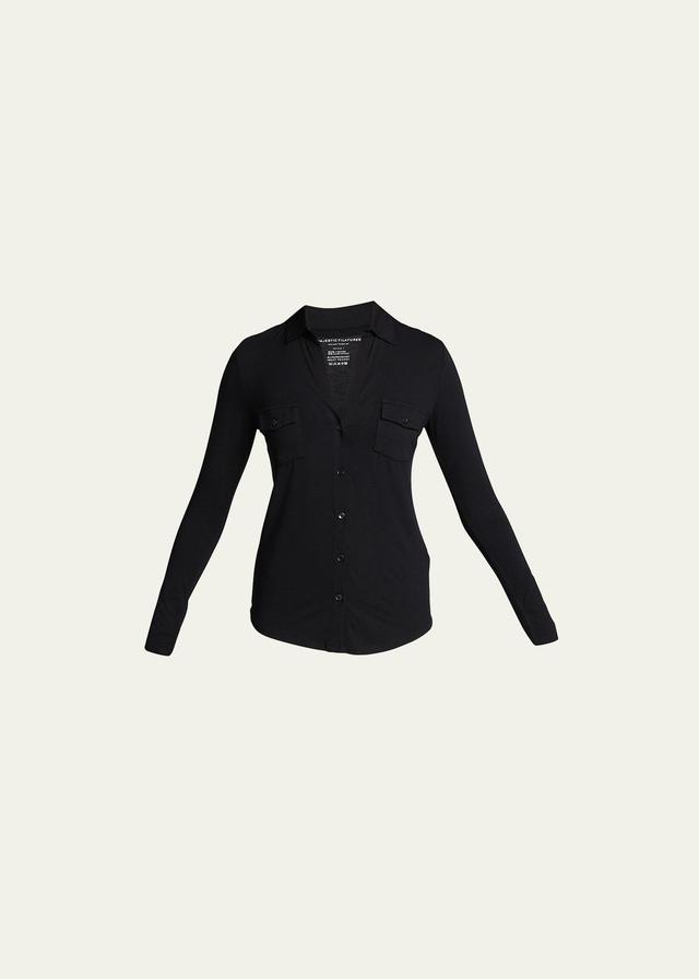 Womens Soft Touch Long-Sleeve Pocket Shirt Product Image