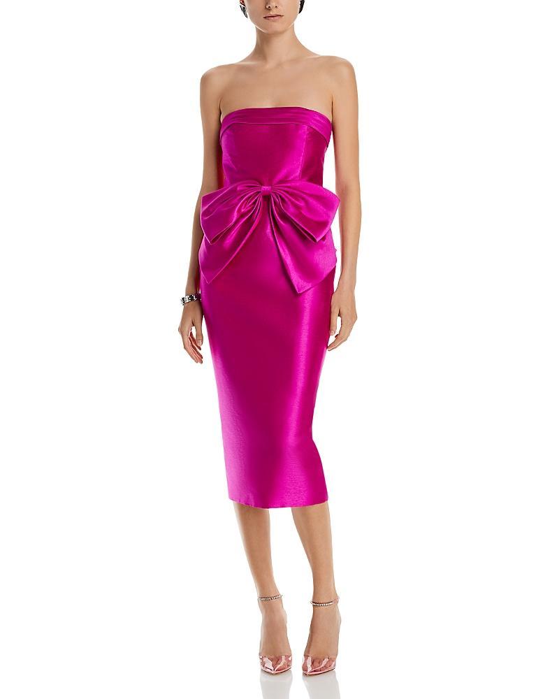 Zac Posen Bow Accented Strapless Midi Dress Product Image