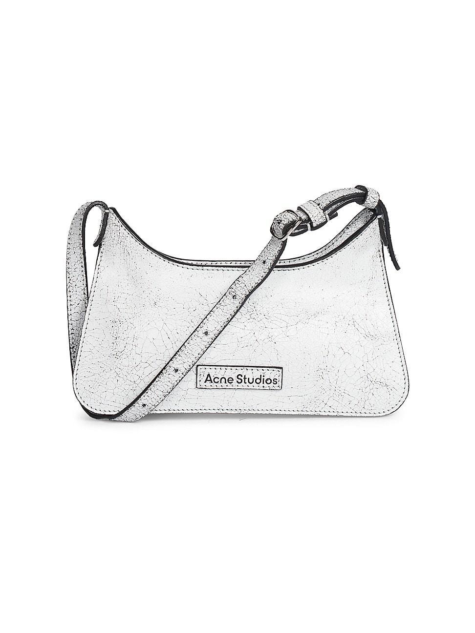 Womens Micro Platt Metallic Crackle Leather Shoulder Bag Product Image