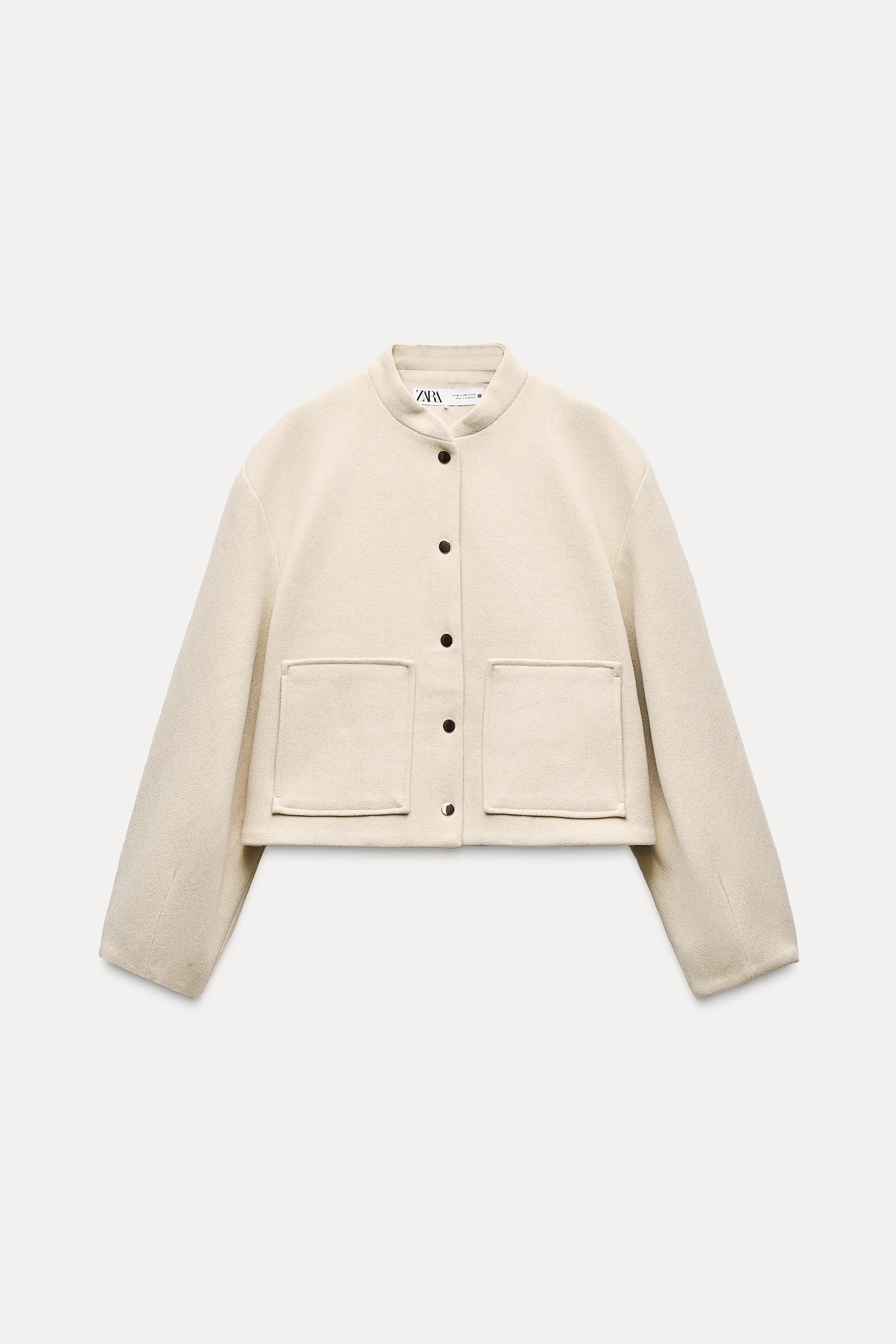 CROPPED BOMBER JACKET WITH PATCH POCKETS Product Image