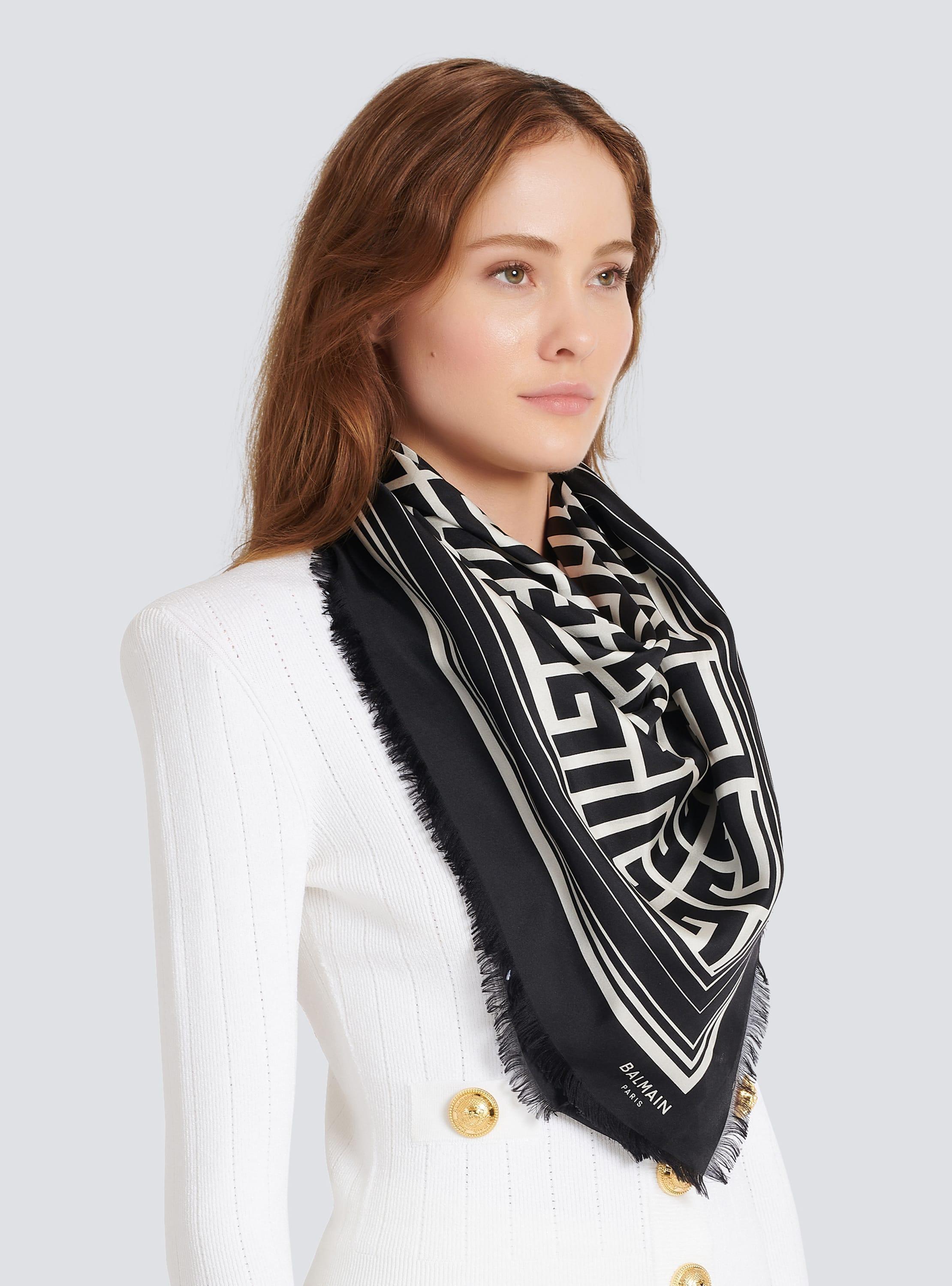 Silk monogrammed scarf Product Image