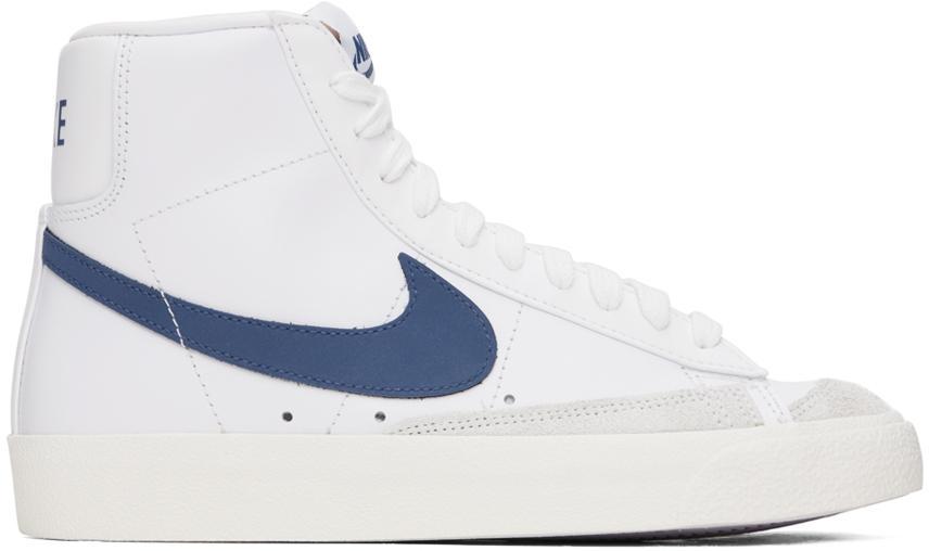 NIKE Blazer Mid '77 Sneakers In White With Blue Detail product image