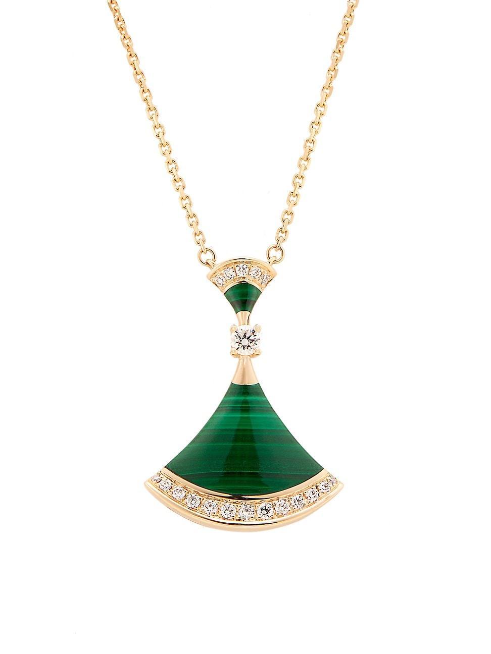 Womens Divas Dream 18K Rose Gold, Malachite & Diamond Pendant Necklace Product Image