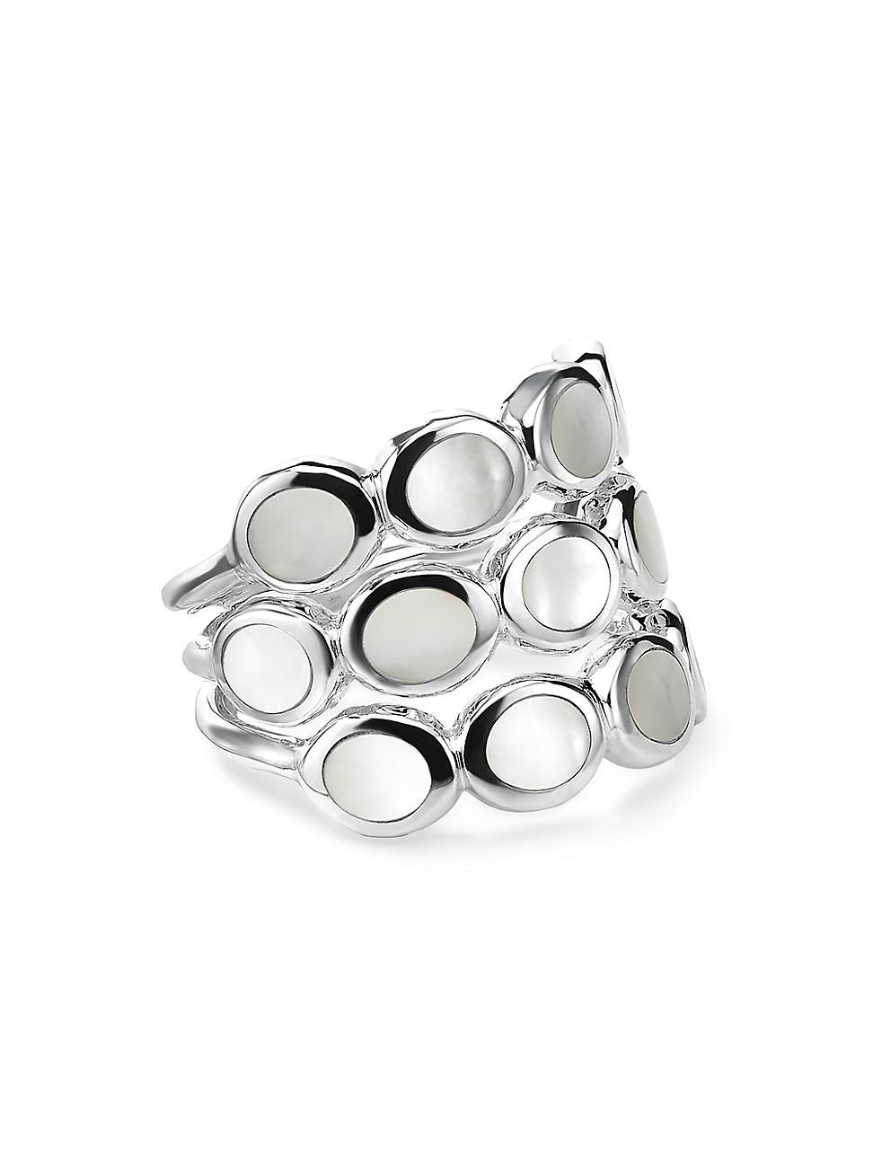 Womens Polished Rock Candy Sterling Silver & Mother-Of-Pearl Triple-Band Ring Product Image