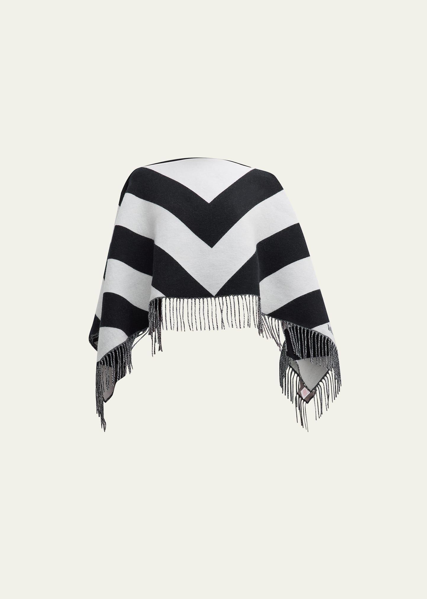 Valentino Garavani Chevron Stripe Wool & Cashmere Poncho Product Image