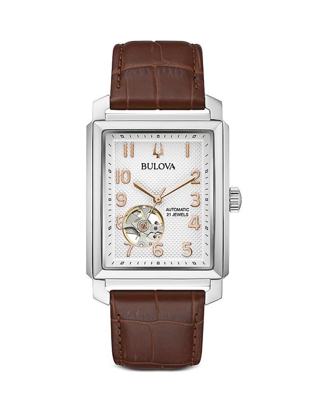 BULOVA Sutton Automatic Leather Strap Watch, 33mm Product Image