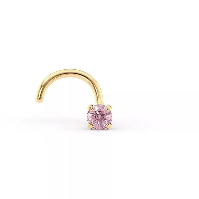 Lila Moon 14k Gold Pink Crystal Curved Nose Stud, Womens Product Image