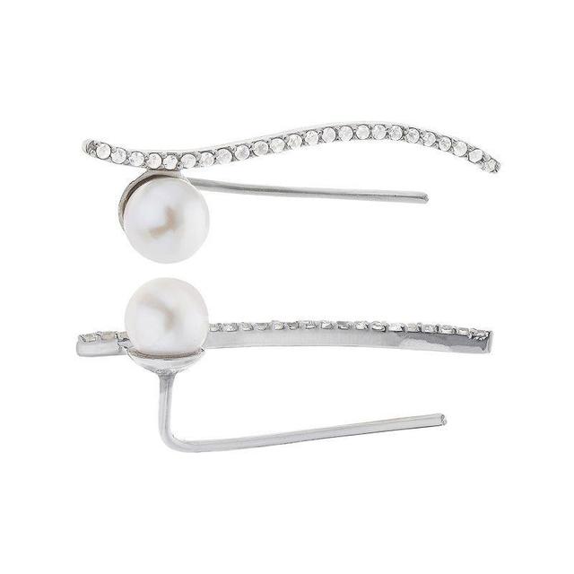 PearLustre by Imperial Sterling Silver Freshwater Cultured Pearl Ear Climber Earrings, Womens, White Product Image