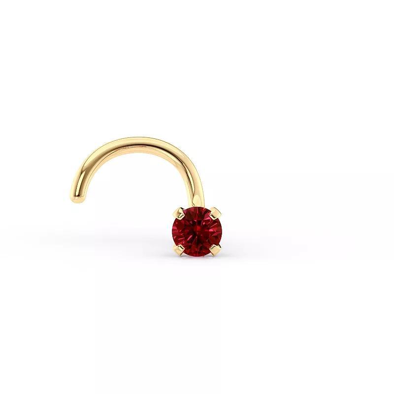 Lila Moon 14k Gold Red Crystal Curved Nose Stud, Womens Product Image