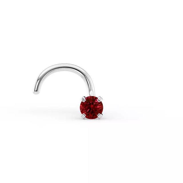 Lila Moon 14k Gold Red Crystal Curved Nose Stud, Womens, 14k White Gold Product Image