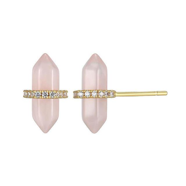 Sarafina Rose Quartz & Cubic Zirconia Bar Earrings, Womens, Gold Tone Product Image