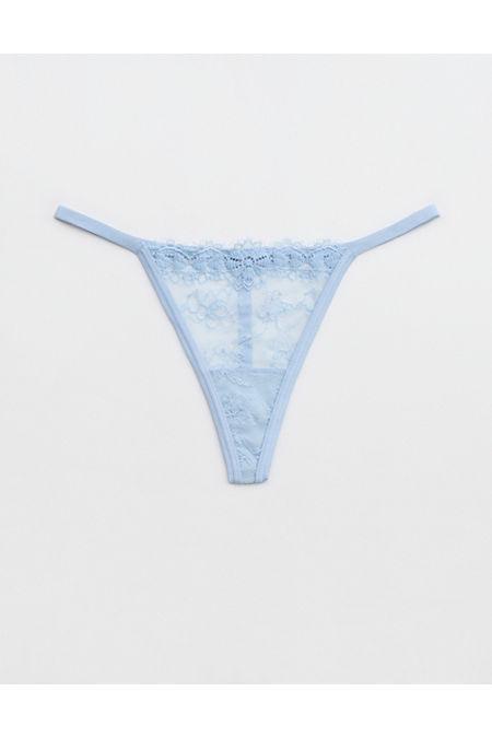 Show Off Park Picnic Lace Thong Underwear Women's Skyline Blue XL Product Image