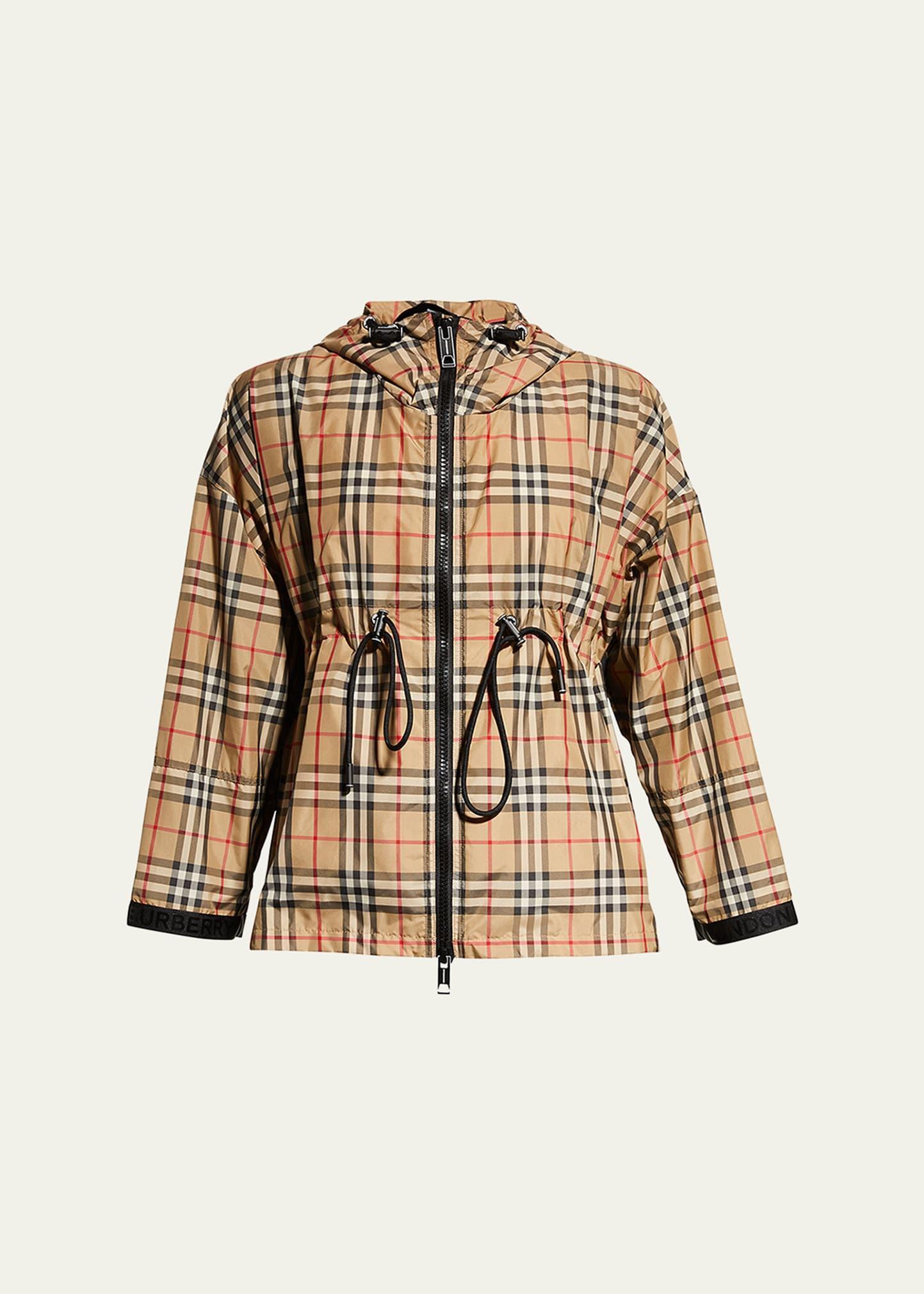 Womens Bacton Hooded Check Logo Coat Product Image