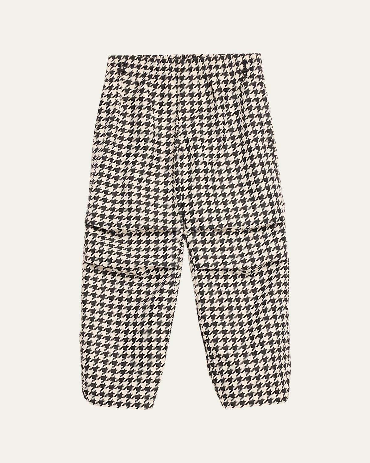 Mens Houndstooth Elastic-Waist Pants Product Image