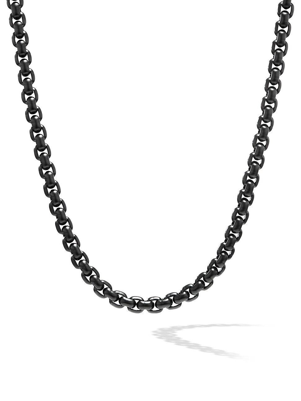 Mens Box Chain Necklace In Stainless Steel And Sterling Silver, 7.3mm Product Image