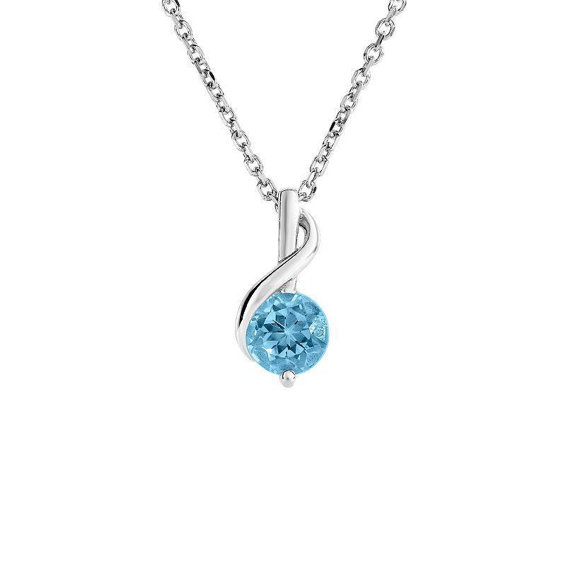 Sterling Silver Blue Topaz Pendant Necklace, Womens Product Image