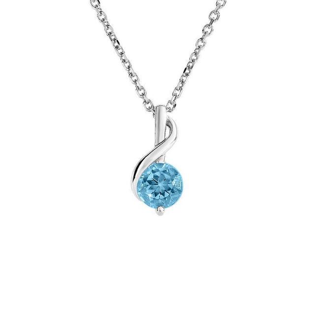 Sterling Silver Blue Topaz Pendant Necklace, Womens Product Image