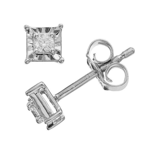 Diamond Brilliance Sterling Silver 1/10 Carat T.W. Lab-Created Diamond Square Miracle Stud Earrings, Womens, Silver Tone Product Image