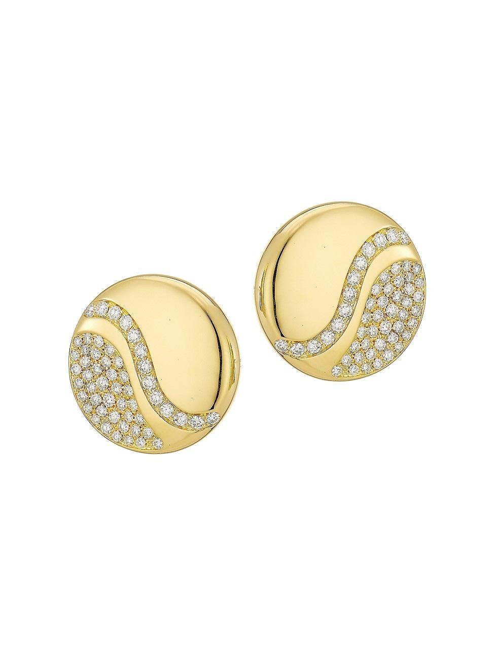 Womens Via Brera 18K Yellow Gold & Diamond Stud Earrings Product Image