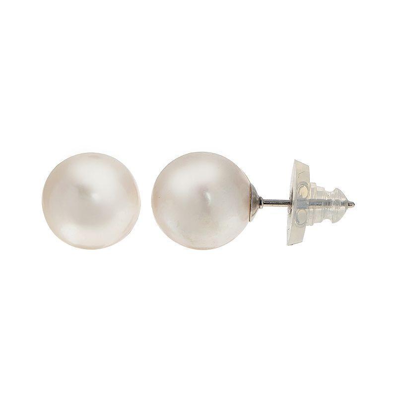 Sterling Silver Freshwater Cultured Pearl Stud Earrings, Womens, White Product Image