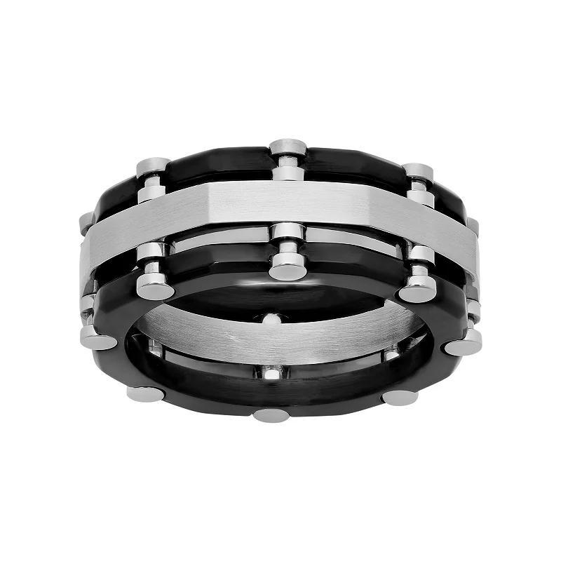 Stainless Steel Two Tone Riveted Band - Men, Mens Black Product Image