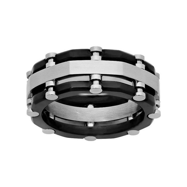 Stainless Steel Two Tone Riveted Band - Men, Mens Black Product Image