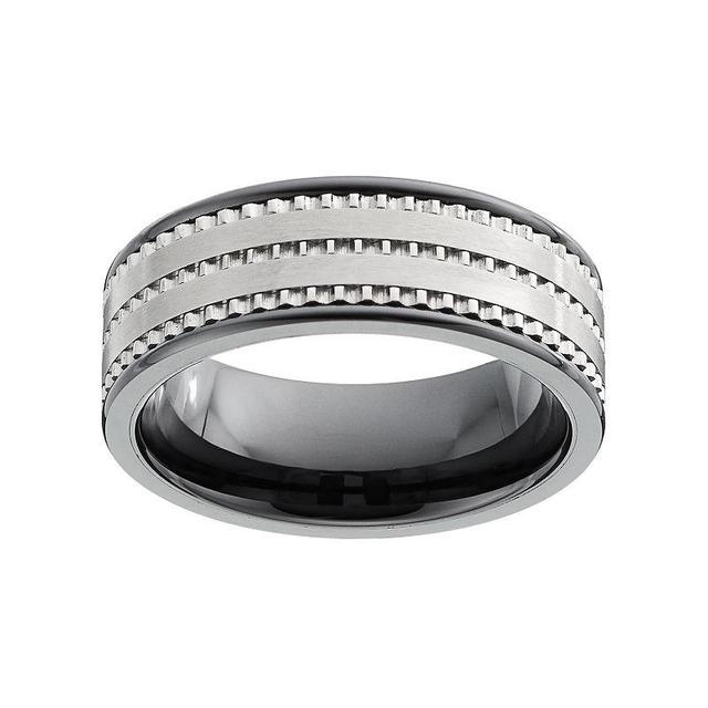 Mens Textured Black Ceramic Ring Product Image