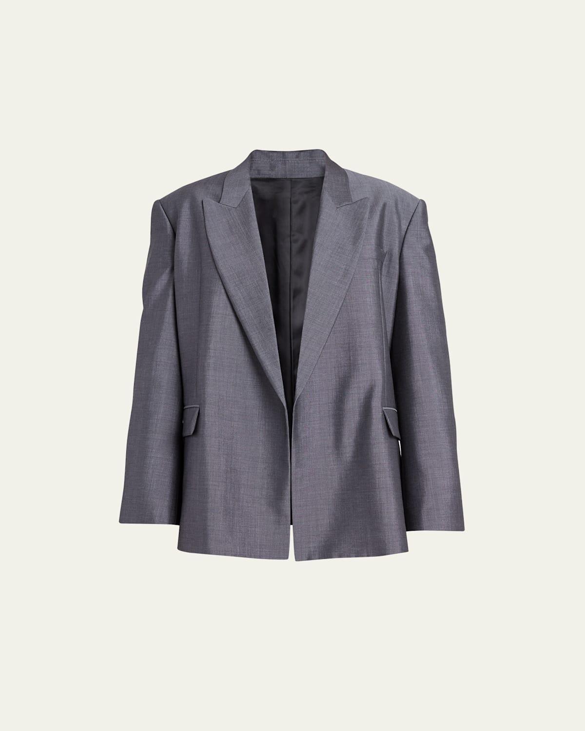 Mohair Wool Relaxed Blazer Jacket Product Image