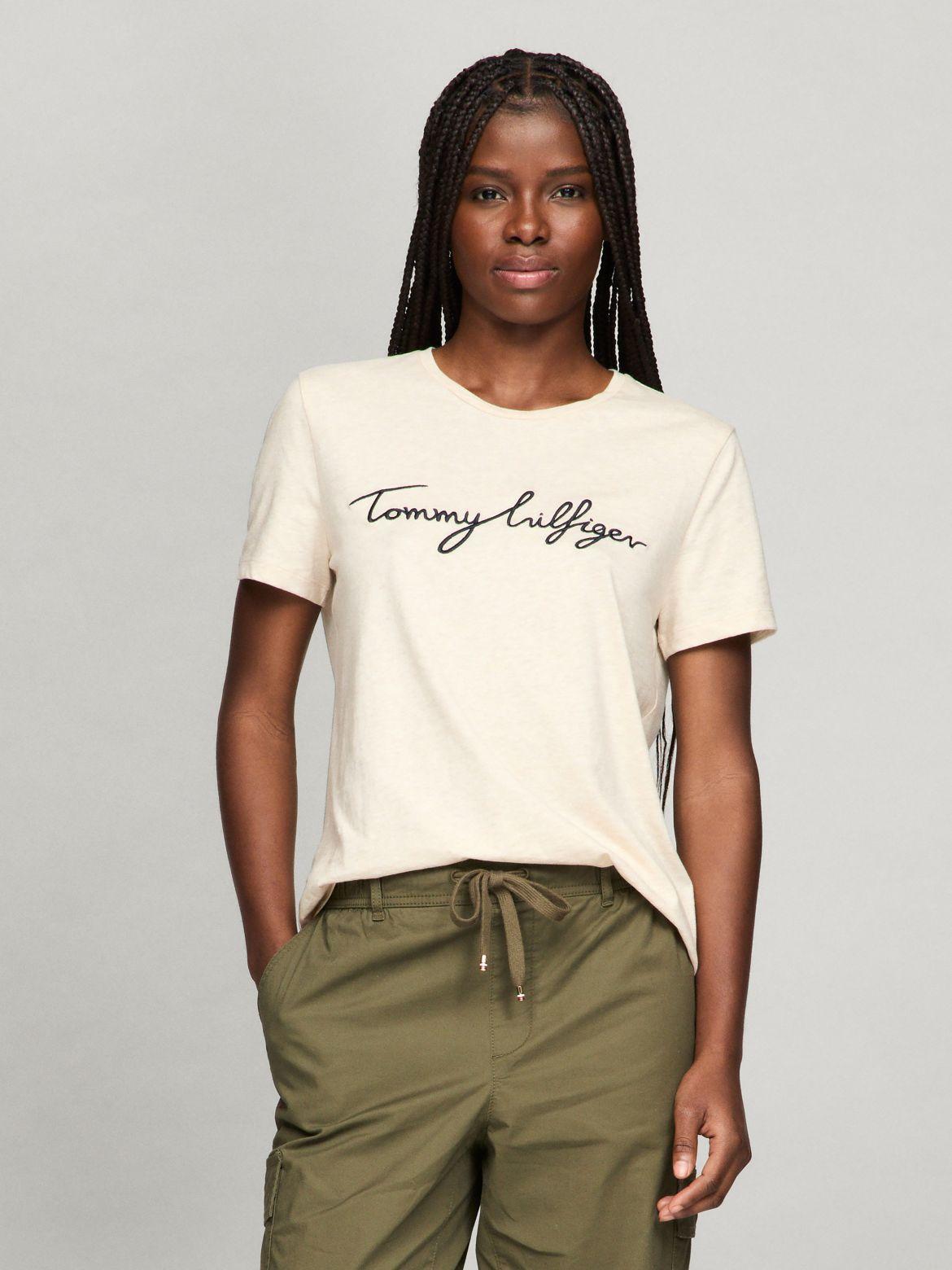 Tommy Hilfiger Women's Embroidered Signature Crewneck T-Shirt Product Image