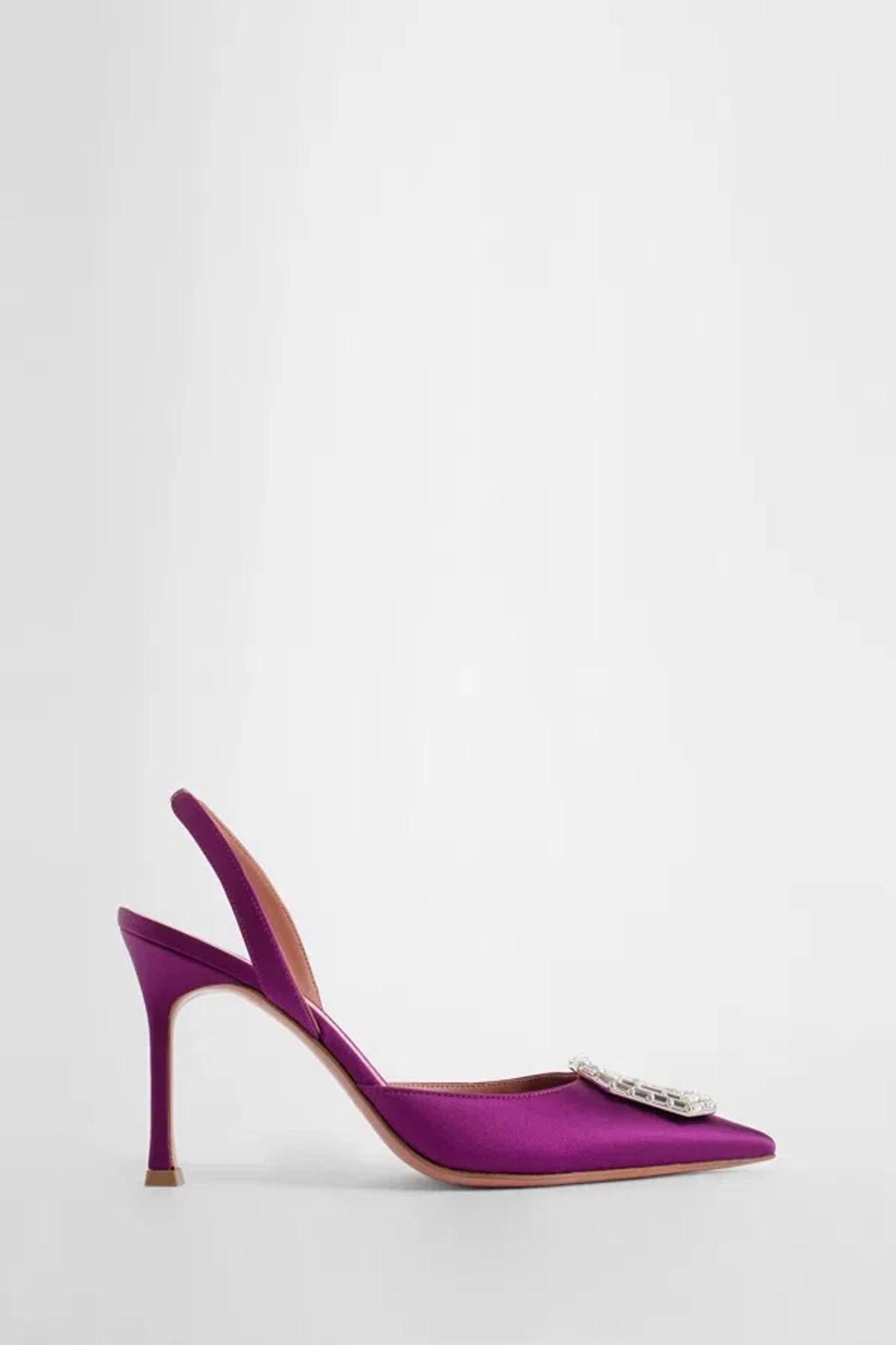 AMINA MUADDI Camelia Sling 90 Satin Purple Pumps Product Image