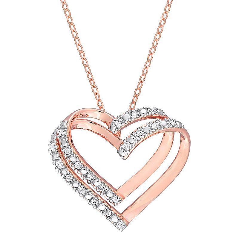 Stella Grace Sterling Silver 1/5 Carat T.W. Diamond Open Heart Pendant Necklace, Womens White Product Image