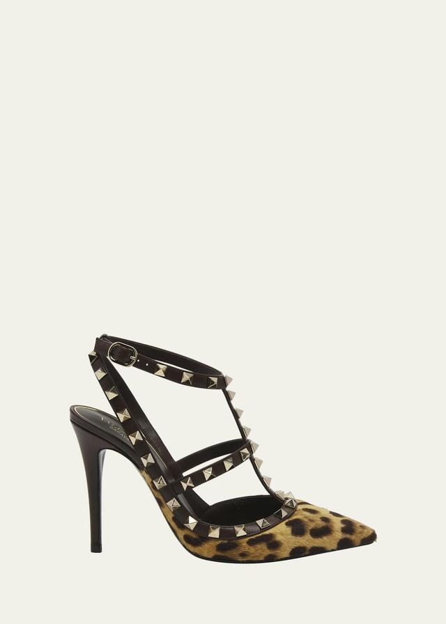 Valentino Garavani Rockstud Genuine Calf Hair Pointed Toe T-Strap Pump Product Image