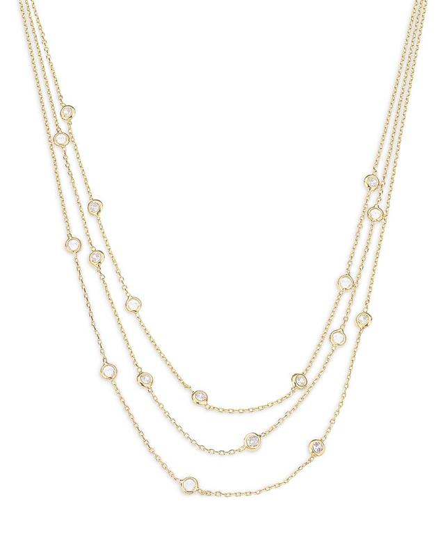 Ettika Perfect Crystal Dotted Cubic Zirconia Layered Collar Necklace in 18K Gold Plated, 13-16 Product Image