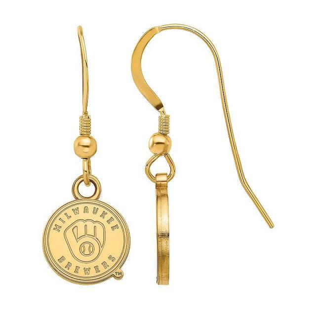 LogoArt Sterling Silver Milwaukee Brewers Logo Mini Dangle Earrings, Womens Gold Tone Product Image