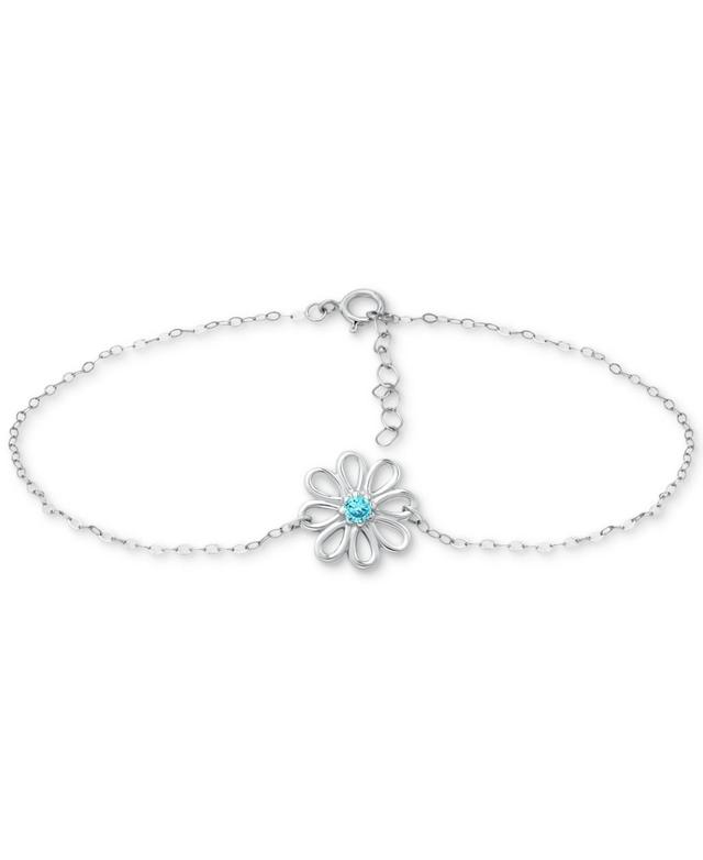 Aleure Precioso Sterling Silver Gemstone Flower Anklet, Womens Purple Product Image