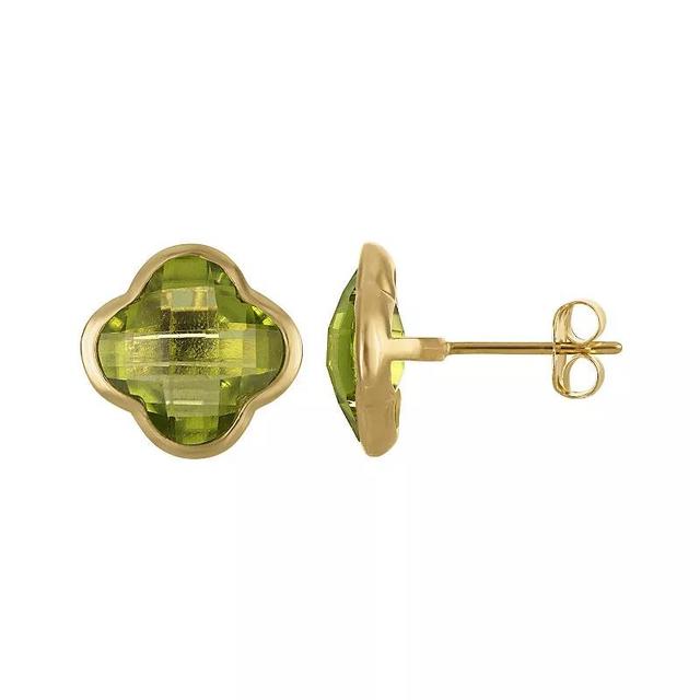 Tiara 10k Gold Gemstone Clover Stud Earrings, Womens, Peridot Product Image