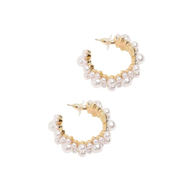 Sohi Womens White Hoop Earrings Product Image