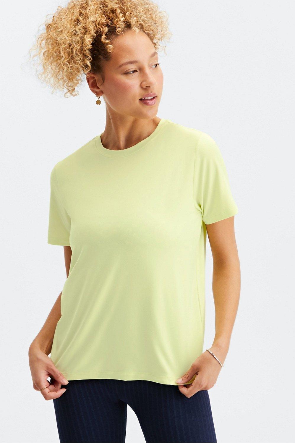 Fabletics Blake Short-Sleeve Tee Womens yellow plus Size 1X Product Image