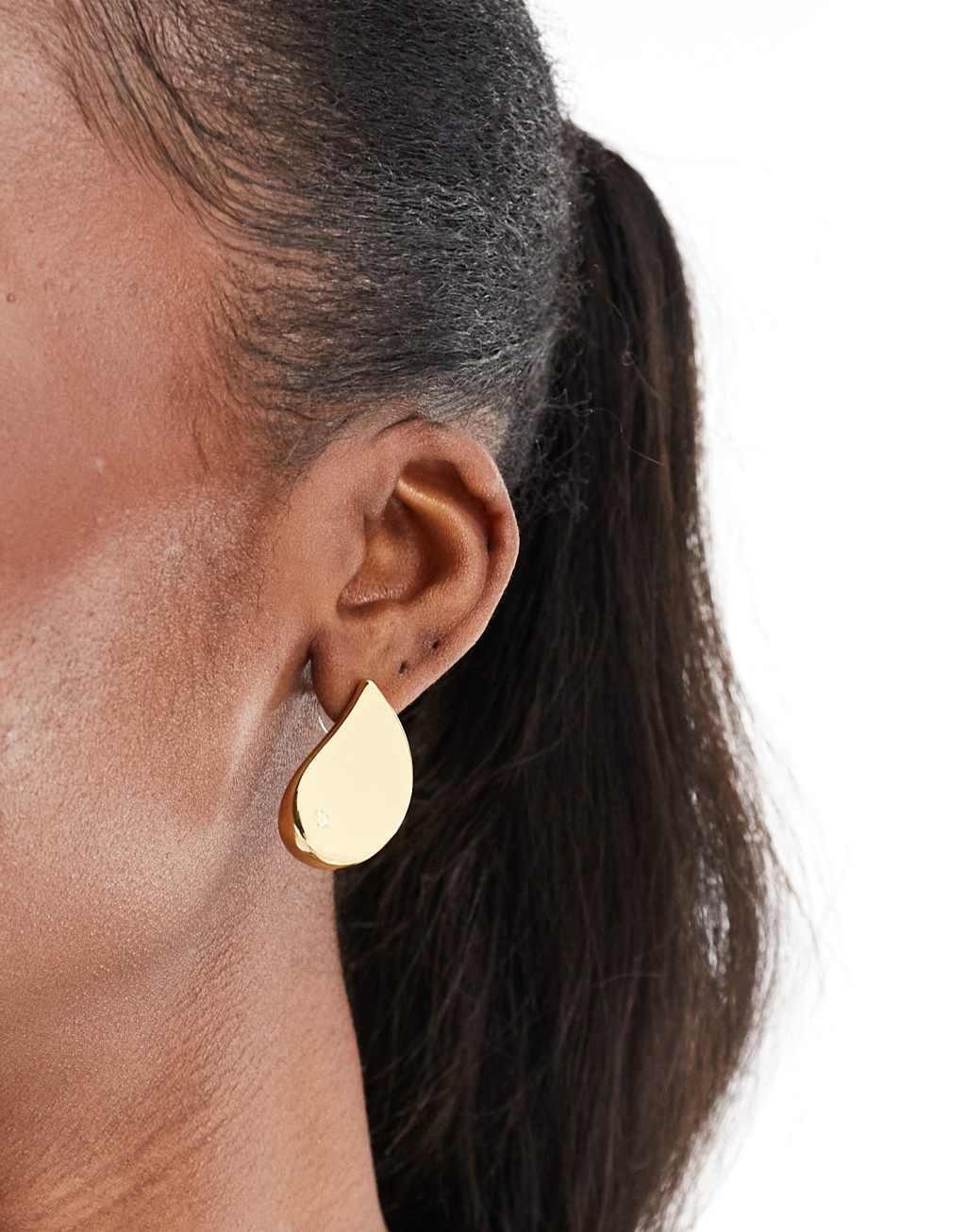 ASOS DESIGN 14k gold plated stud earrings with teardrop detail Product Image