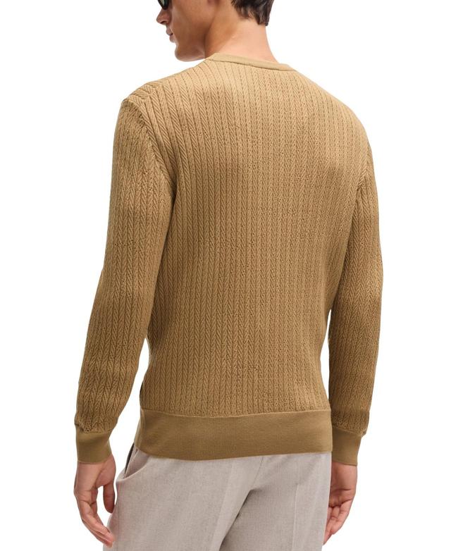 Boss By  Men's Wool-blend Knitted Sweater In Open Beige Product Image