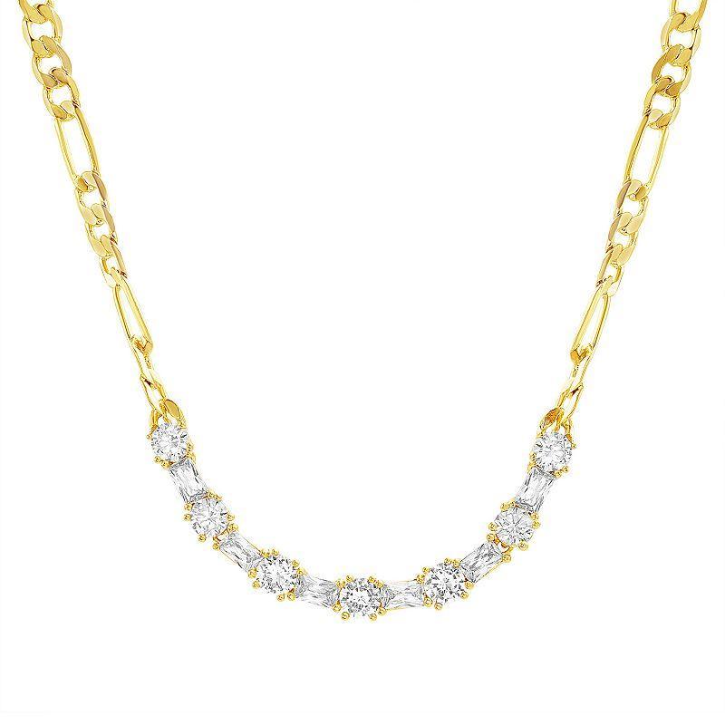 Paige Harper 14k Gold Over Recycled Brass Cubic Zirconia Figaro Chain Necklace, Womens Gold Tone Clear Product Image