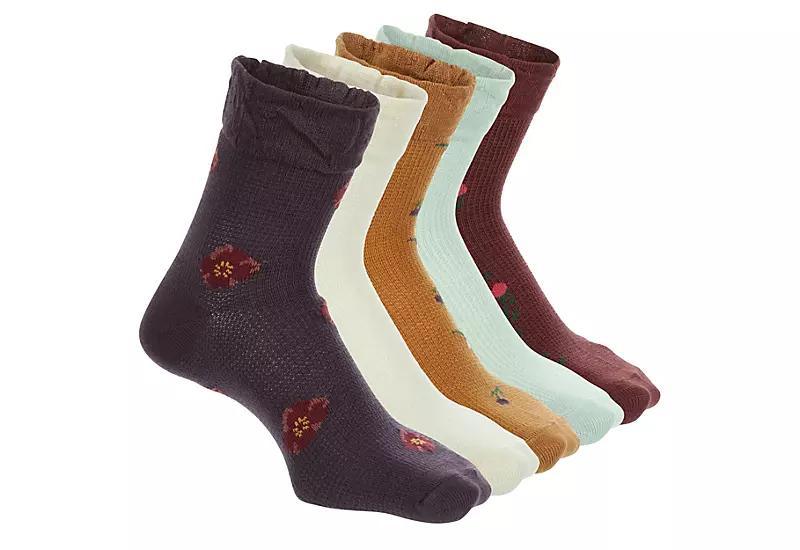 Xappeal Womens Floral Waffle Slouch Welt Quarter Socks 5 Pairs Product Image