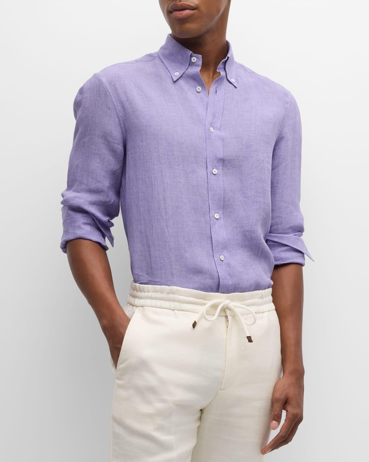 Mens Linen Casual Button-Down Shirt Product Image