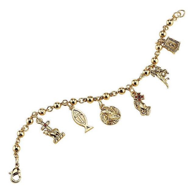 14K Gold-Dipped Religious Charm Bracelet Product Image