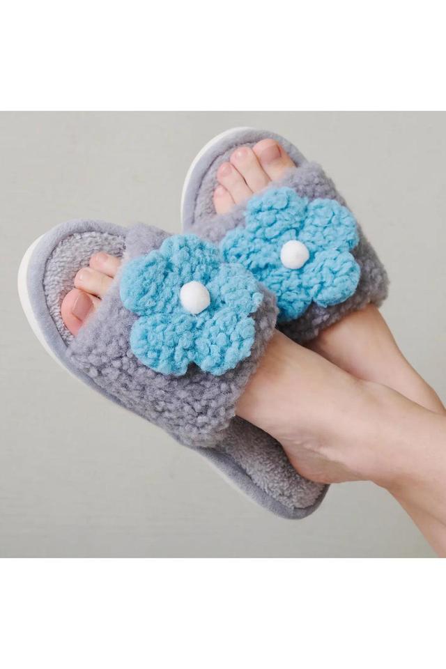 Floral Faux Fur Slippers Female Product Image